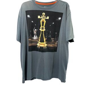 Nike T Shirt‎ Mens XXL Graphic Chess Distressed Holes Gray Grunge Short Sleeve